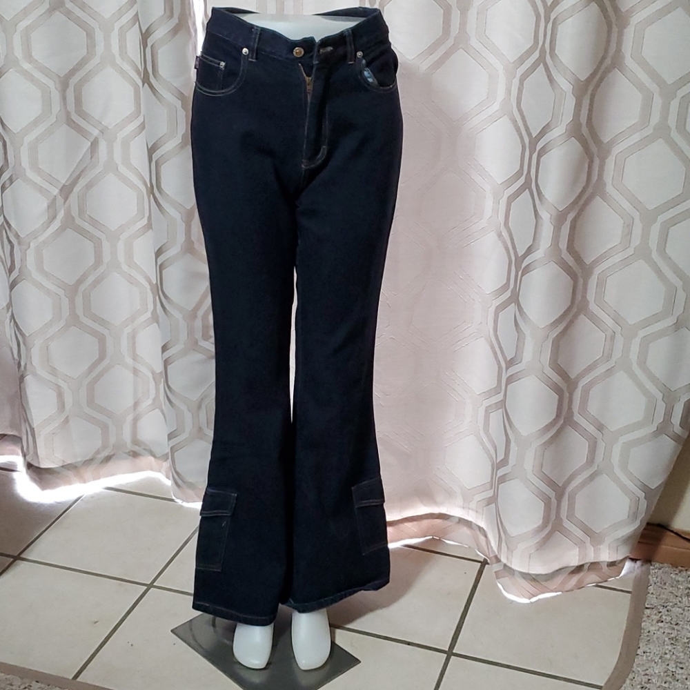 Stone flare bottom Jeans medium rise